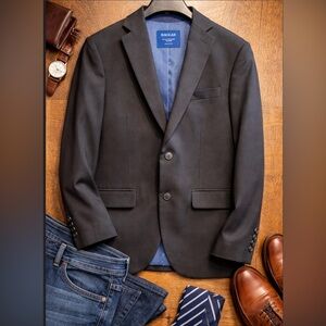Haggar Active Series Blazer Slim Fit Men’s Black Sport Coat Jacket, NWOT